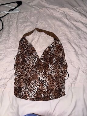 Forever 21 Leopard Print Halter Camisole in Brown and Black